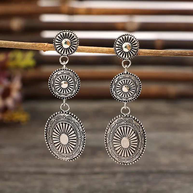 Vintage Alloy Dangle Earrings, image 4