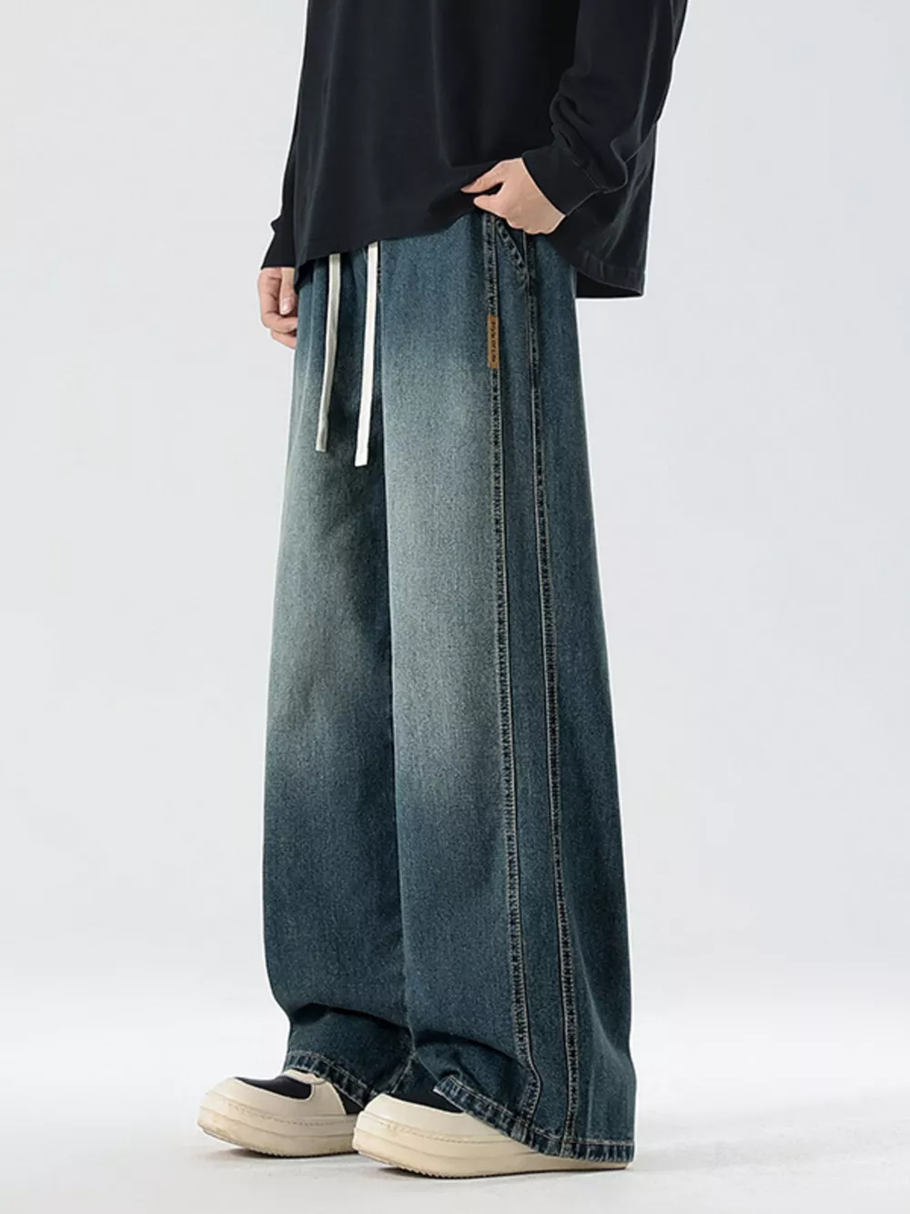 Men's Full Size Wash Wide Leg Jeans Plus Size, image 9