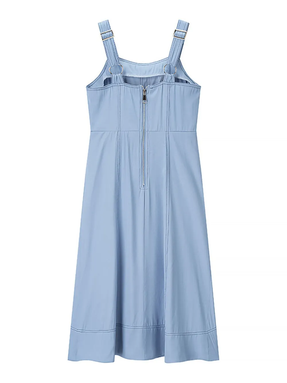 Wide Strap Sweetheart Neck Denim Dress, image 7
