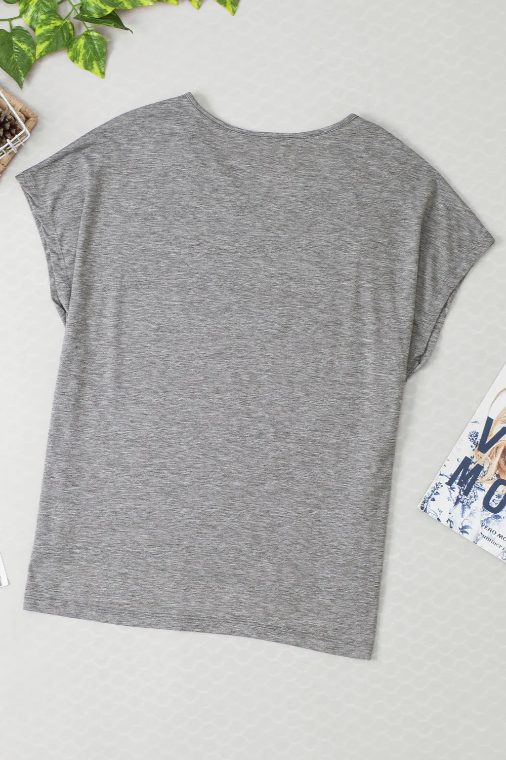 Heathered V-Neck Short Sleeve T-Shirt, image 6