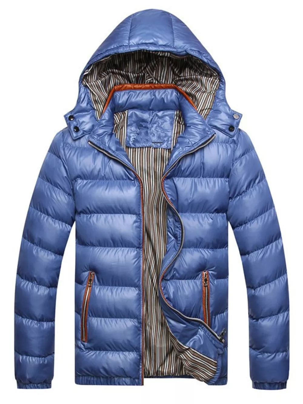 Men's Plus Size Lightweight Hooded Puffer Jacket, image 2