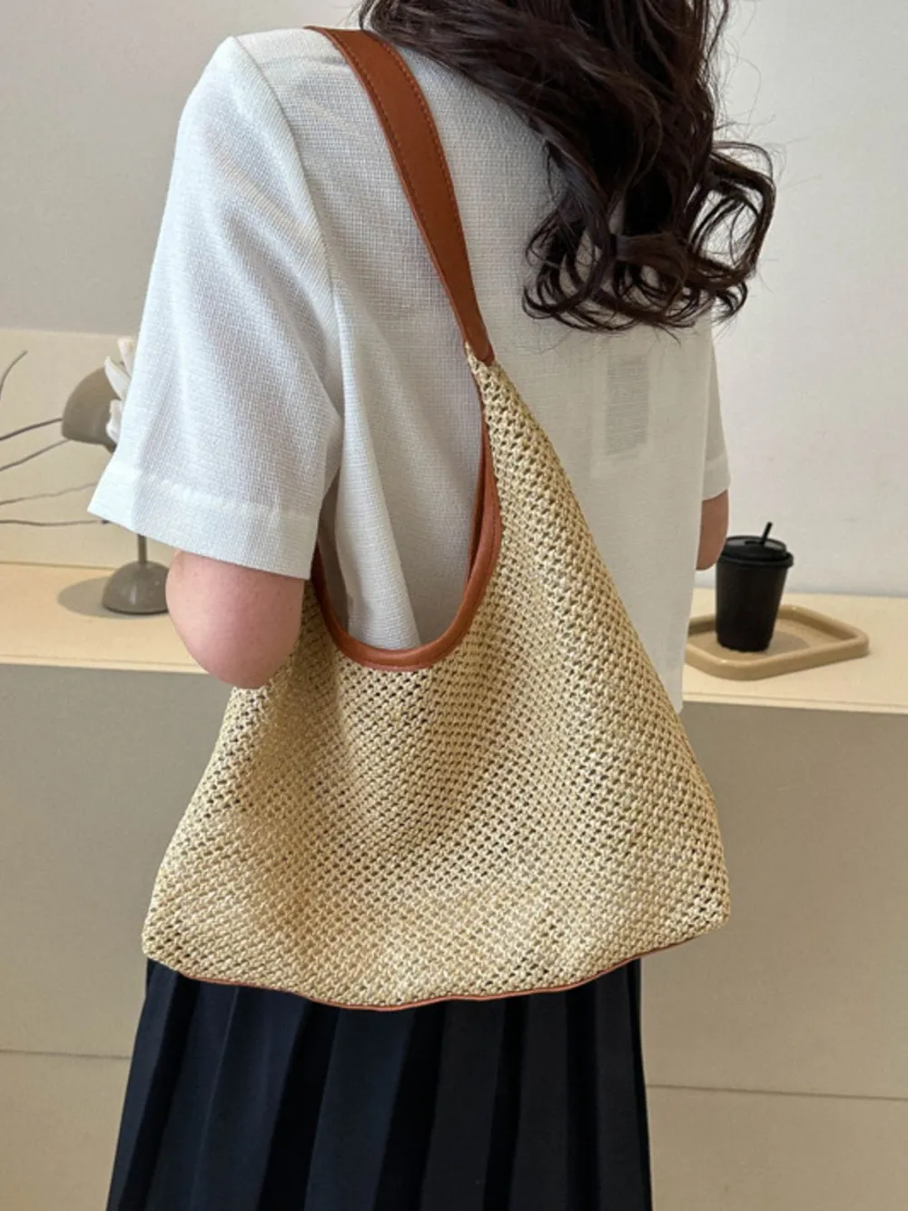 Woven Straw Shoulder Bag, image 4
