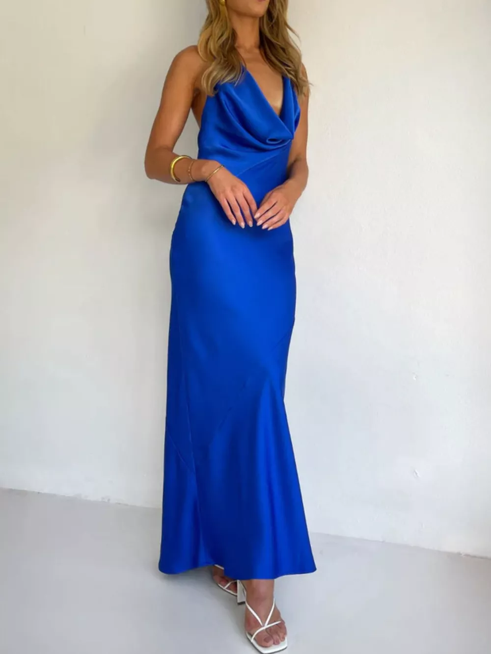 Halter Neck Satin Maxi Dress, image 6