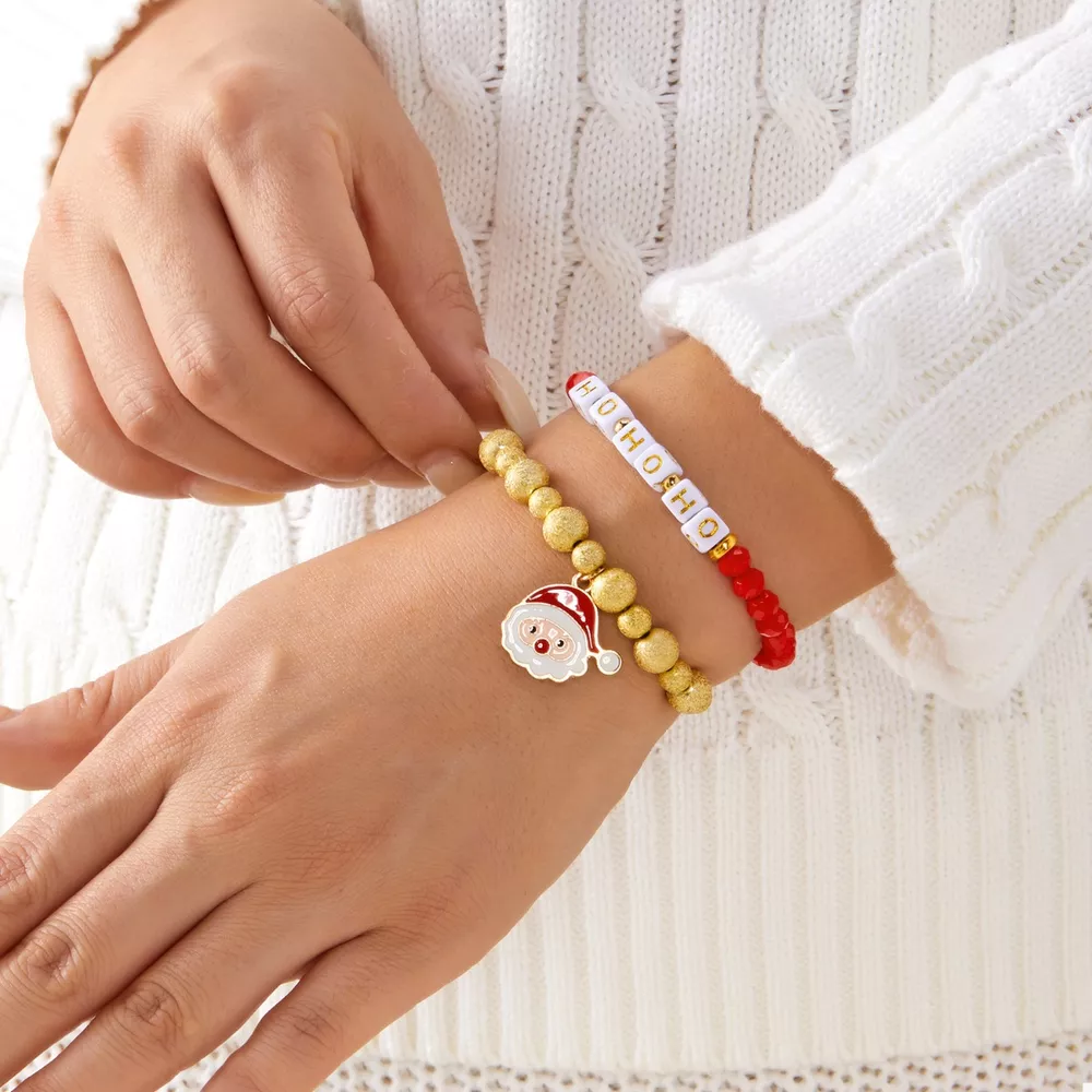 2 Piece Christmas Santa Beaded Bracelet, image 5