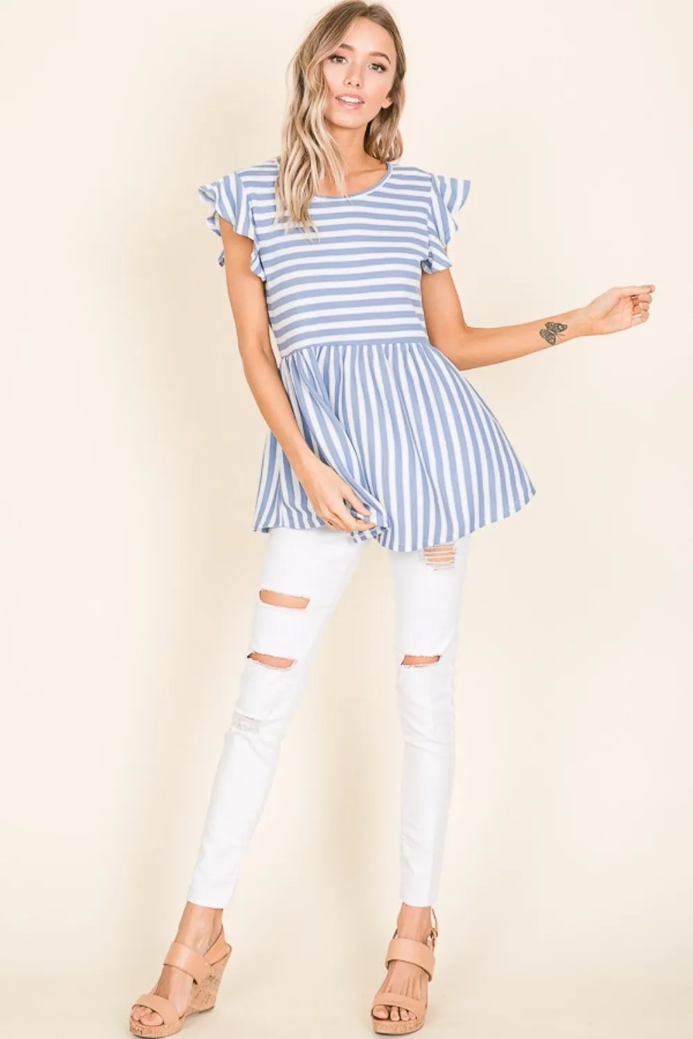 Striped Round Neck Blouse, image 6
