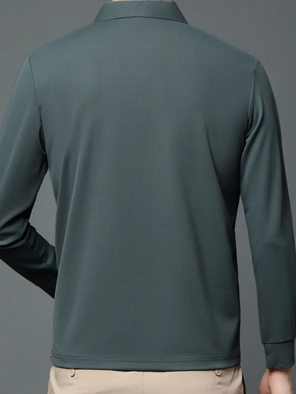 Men's Plus Size Long Sleeve Polo with Classic Collar, image 3