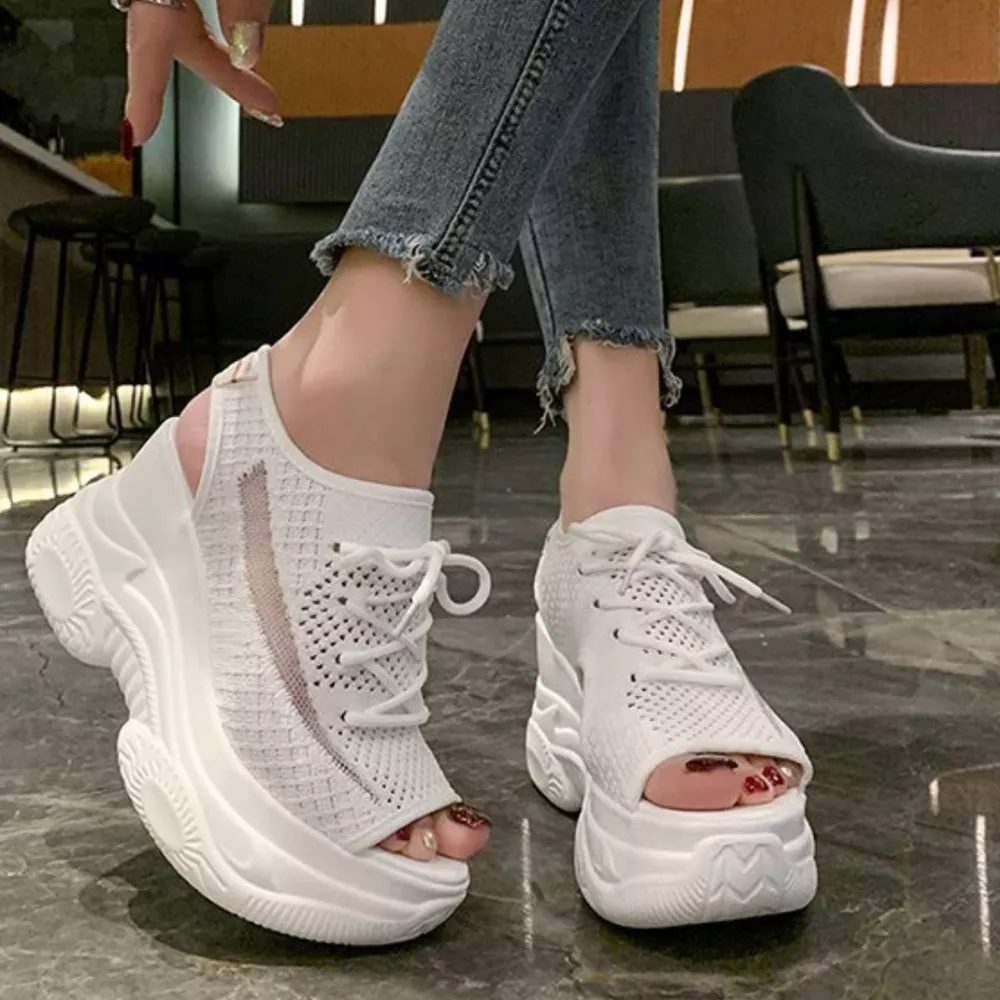 Breathable Mesh Platform Sandals, image 9