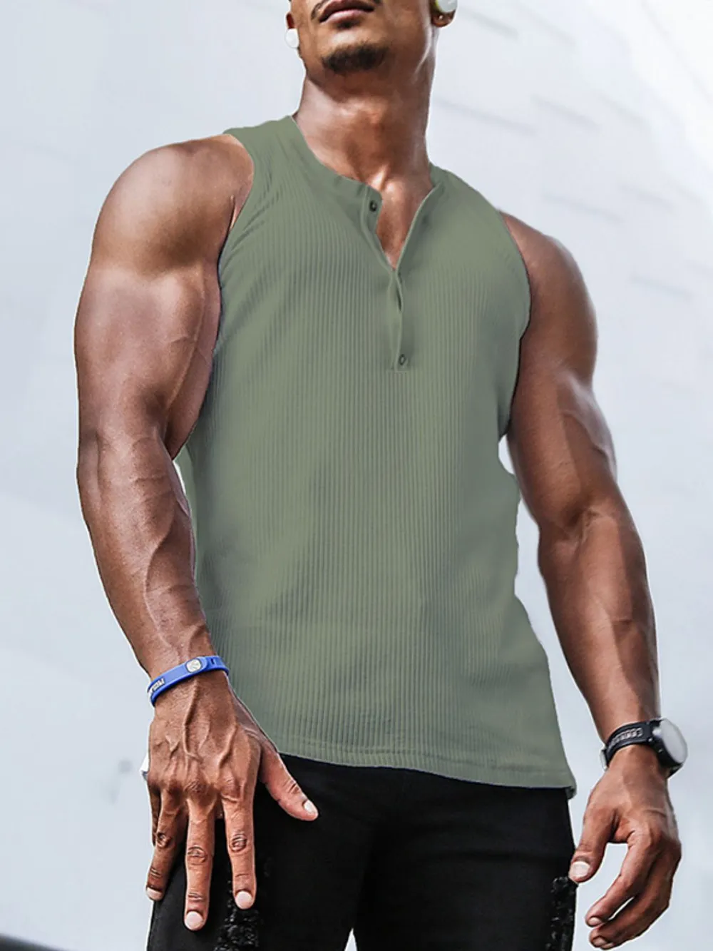 Men's Plus Size Ribbed Tank, image 6