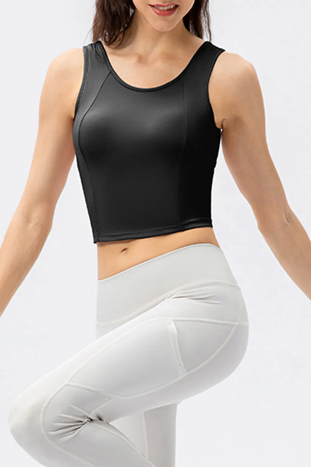Round Neck Wide Strap Active Tank, image 3