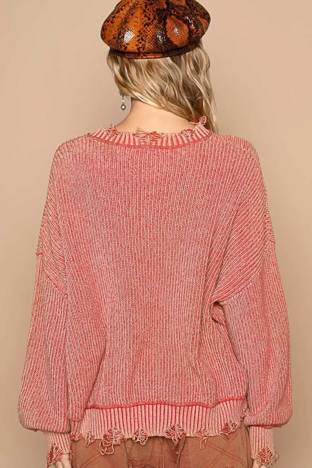 Distressed Washed Drop Shoulder Sweater, image 2