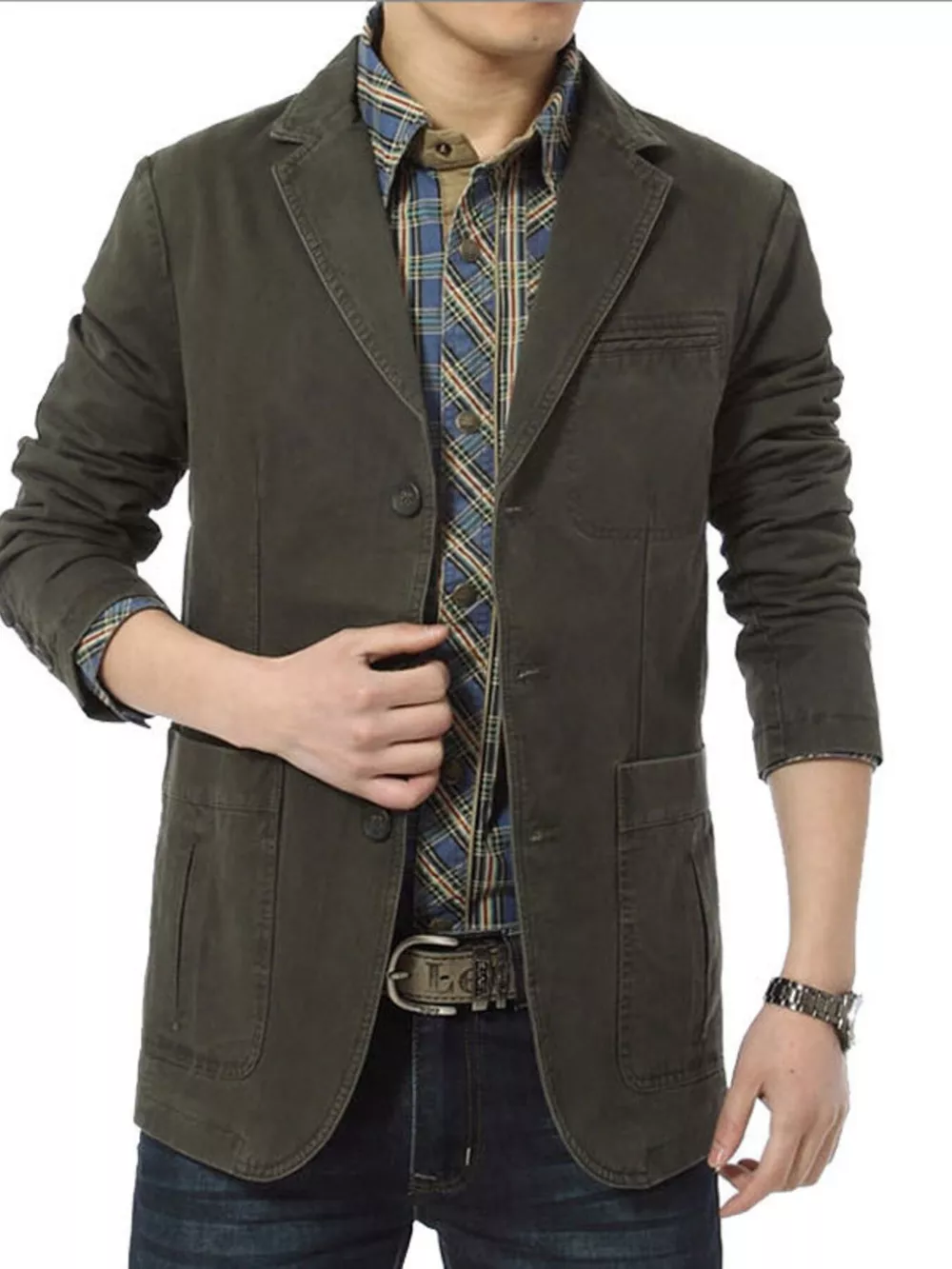 Men's Plus Size Casual Button Up Blazer, image 3