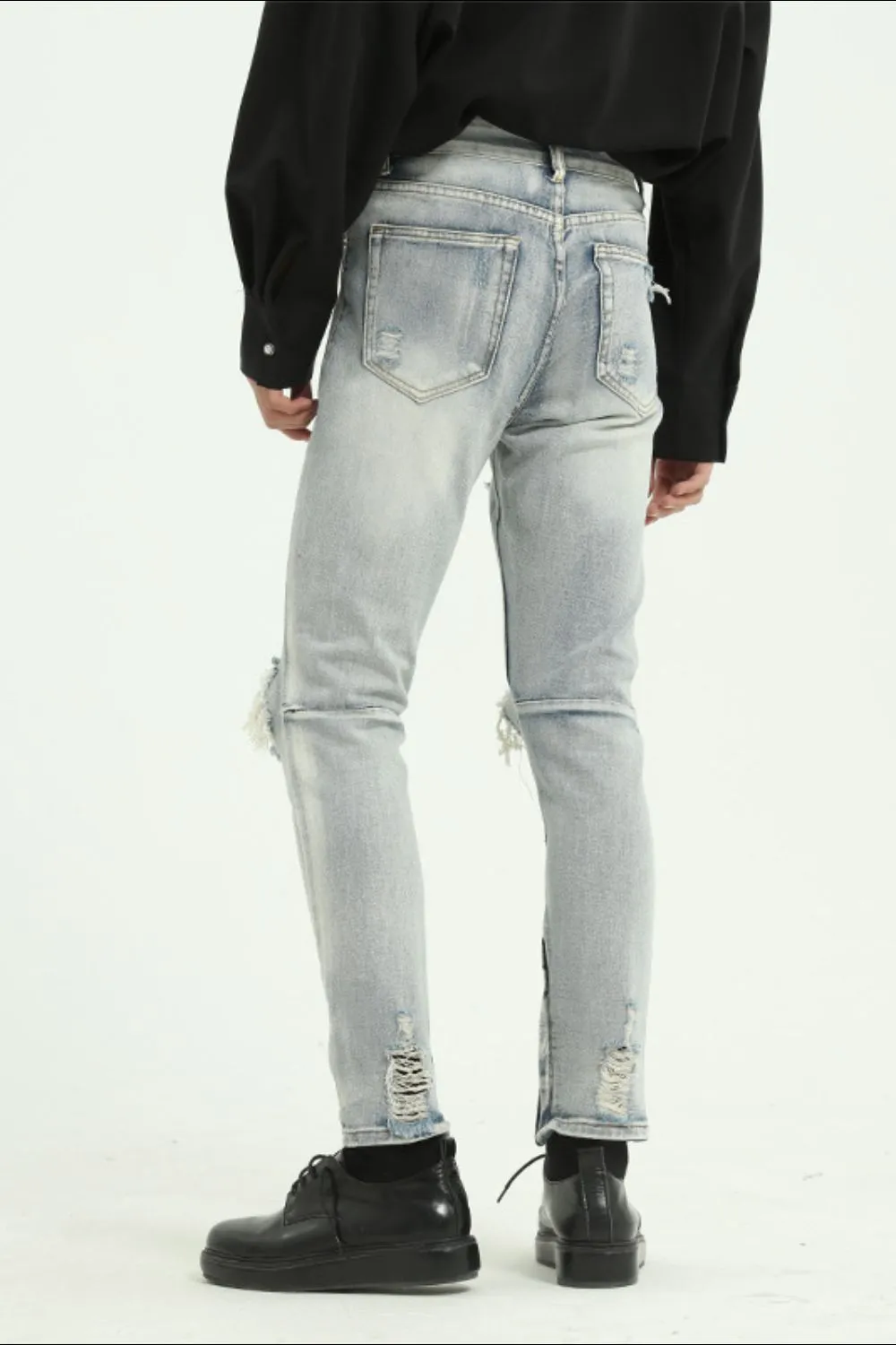 Pocketed Distressed Jeans with Side Zip, image 4