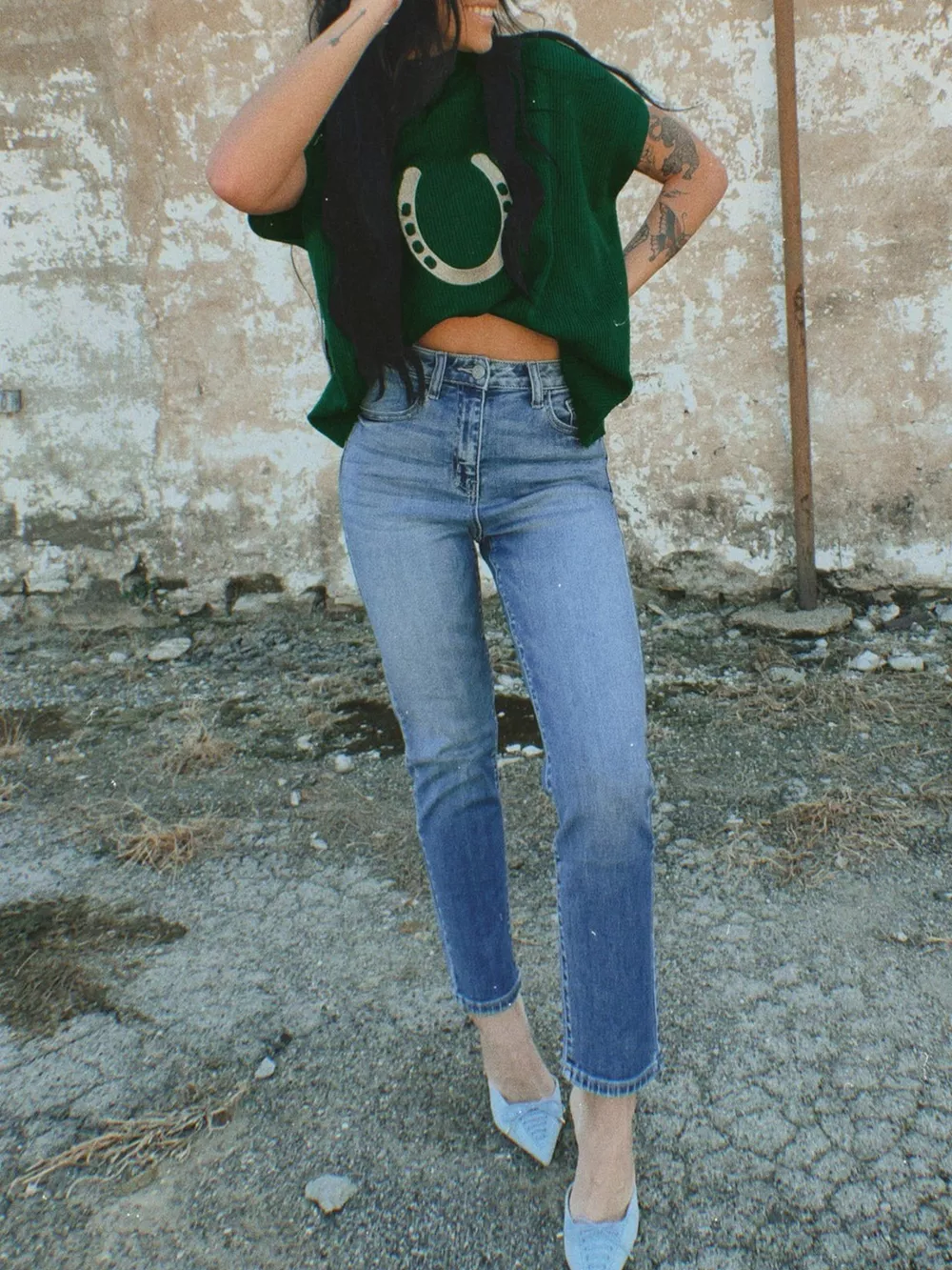 Horseshoe Graphic Short Sleeve Sweater, image 2