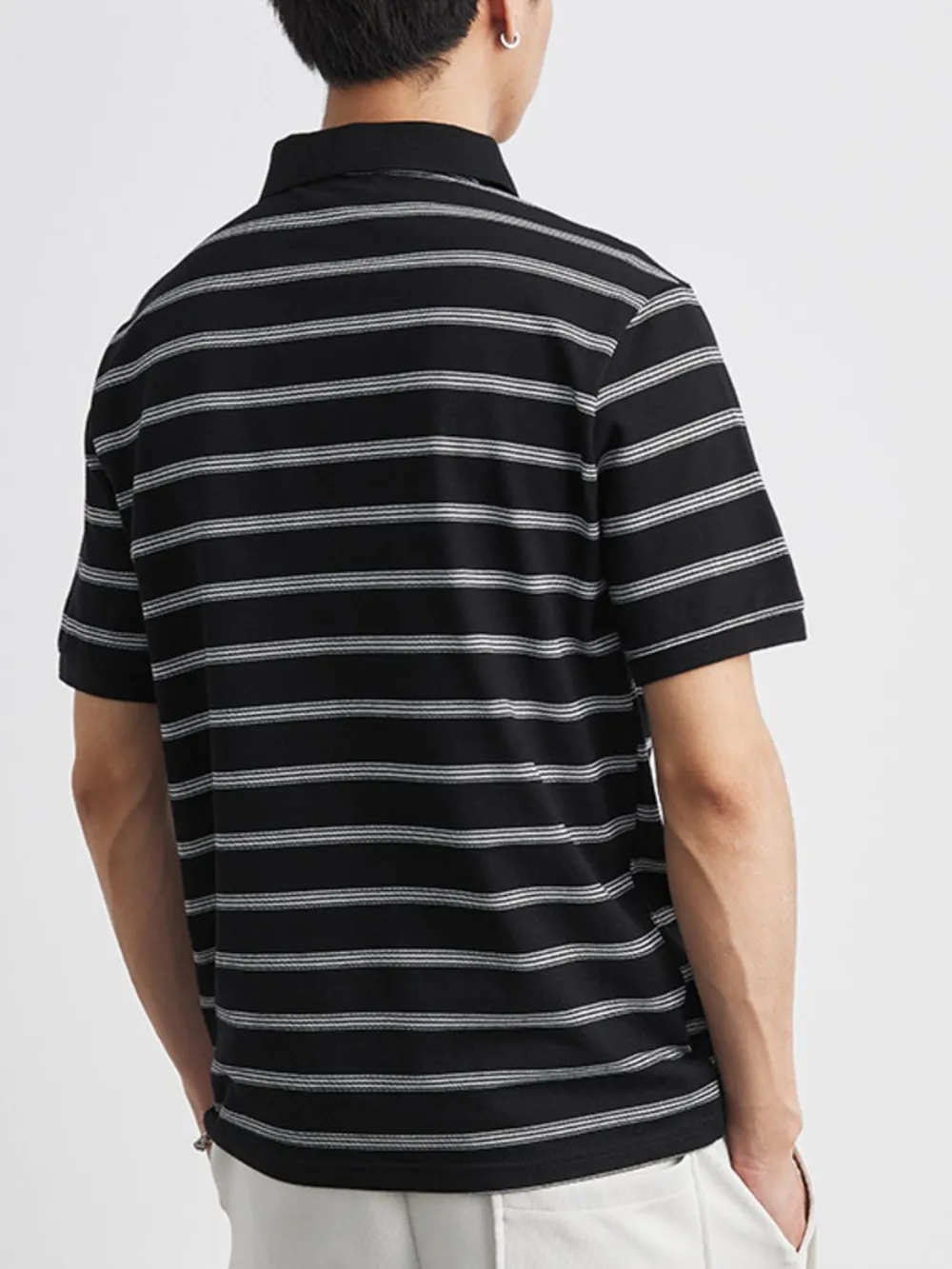 Men's Plus Size Striped Short Sleeve Polo, image 2