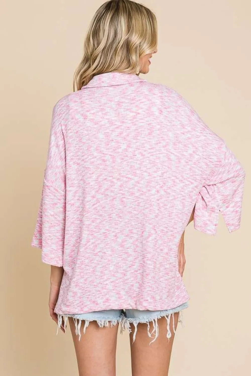 Button Up Drop Shoulder Slit Shirt, image 4