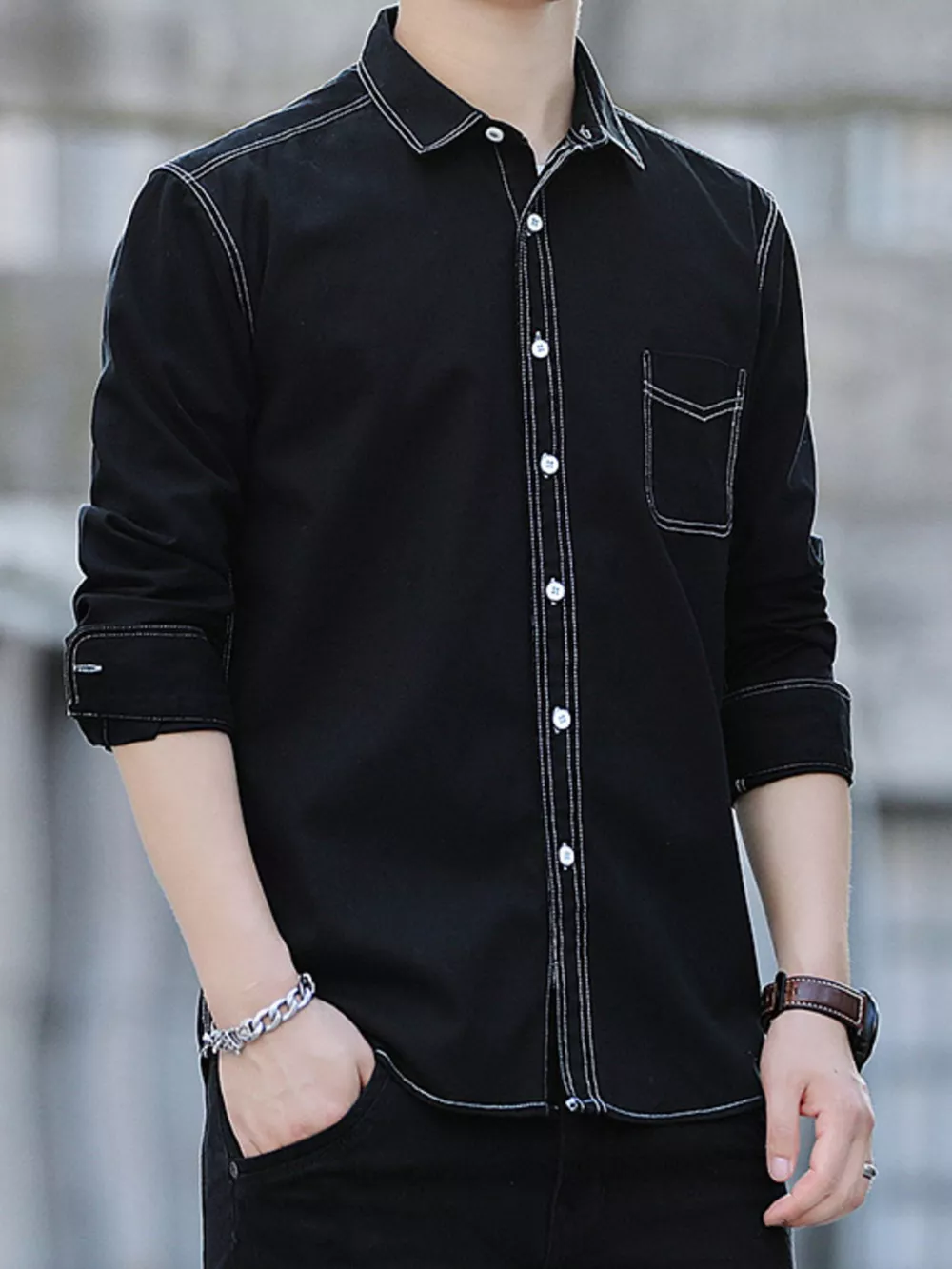 Men's Full Size Button Up Long Sleeve Shirt Plus Size, image 3