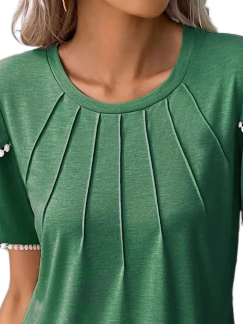 Full Size Round Neck Petal Sleeve Blouse Plus Size, image 12