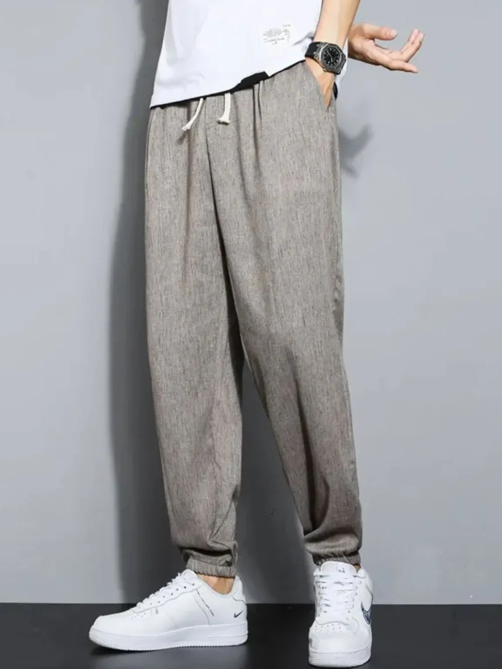 Men's Plus Size Casual Drawstring Jogger Pants, image 3