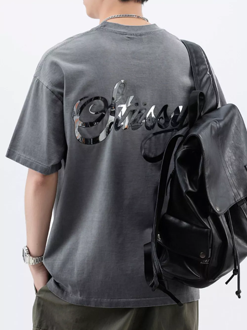Men's Plus Size Oversized Round Neck Letter Graphic T-Shirt, image 6
