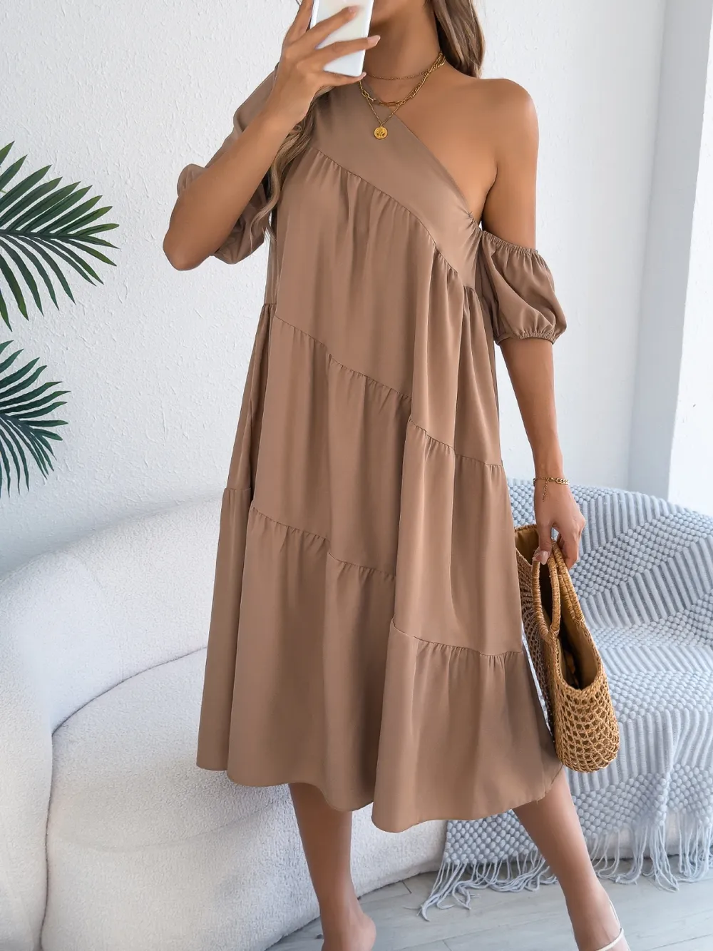 Single Shoulder Tiered Dress, image 13