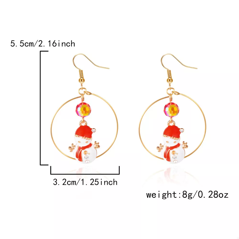 18K Gold-Plated Christmas Snowman Earrings, image 7