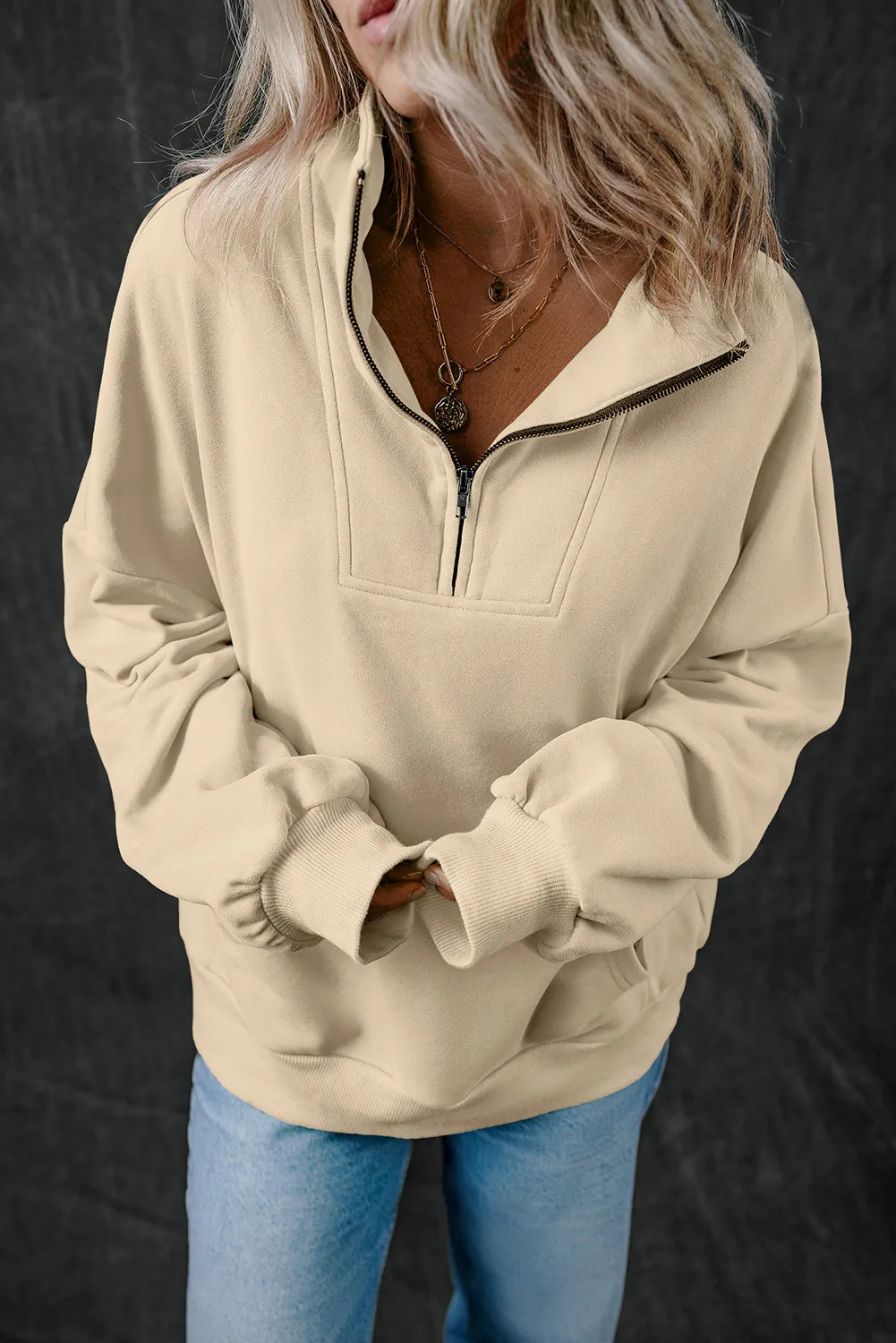 Half Zip Long Sleeve Sweatshirt, image 16
