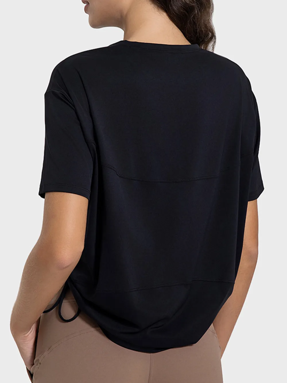 Drawstring Round Neck Short Sleeve Active T-Shirt, image 10