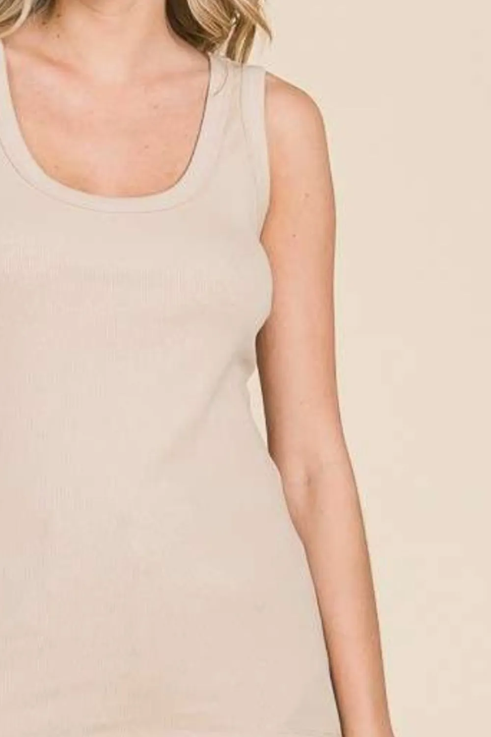 Full Size Ribbed Scoop Neck Tank, image 3