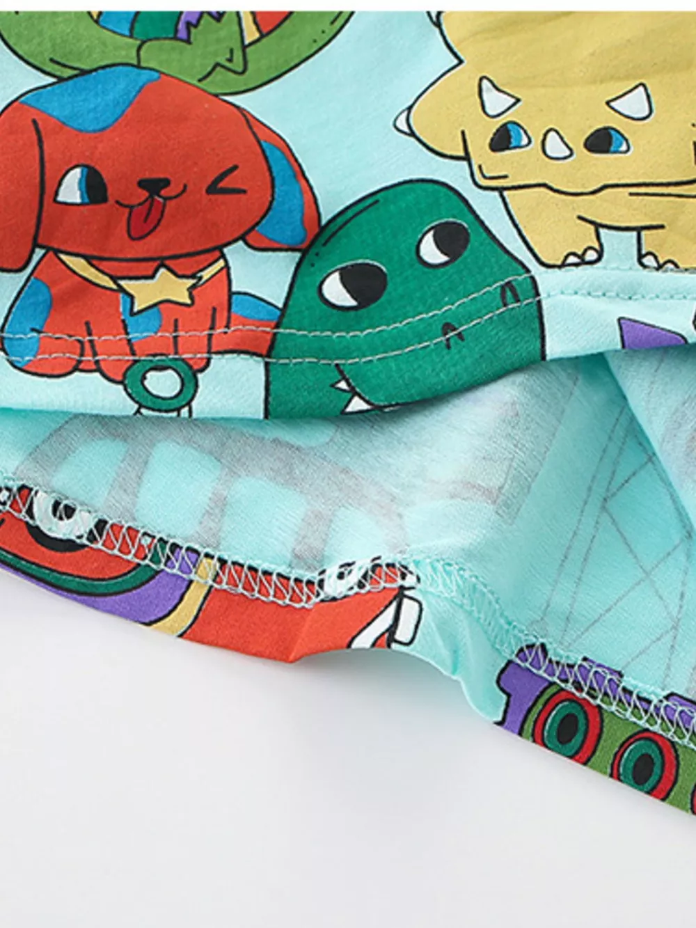 Children's Cartoon Dinosaur Round Neck Top and Shorts Set, image 3