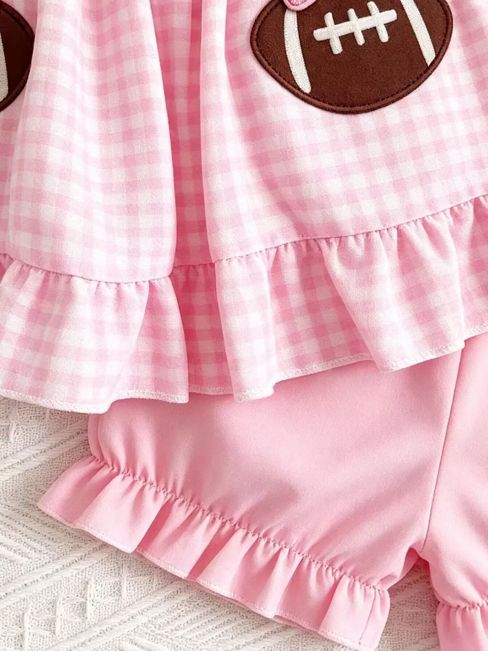 Children's Game Day Football Gingham Top and Shorts Set, image 4