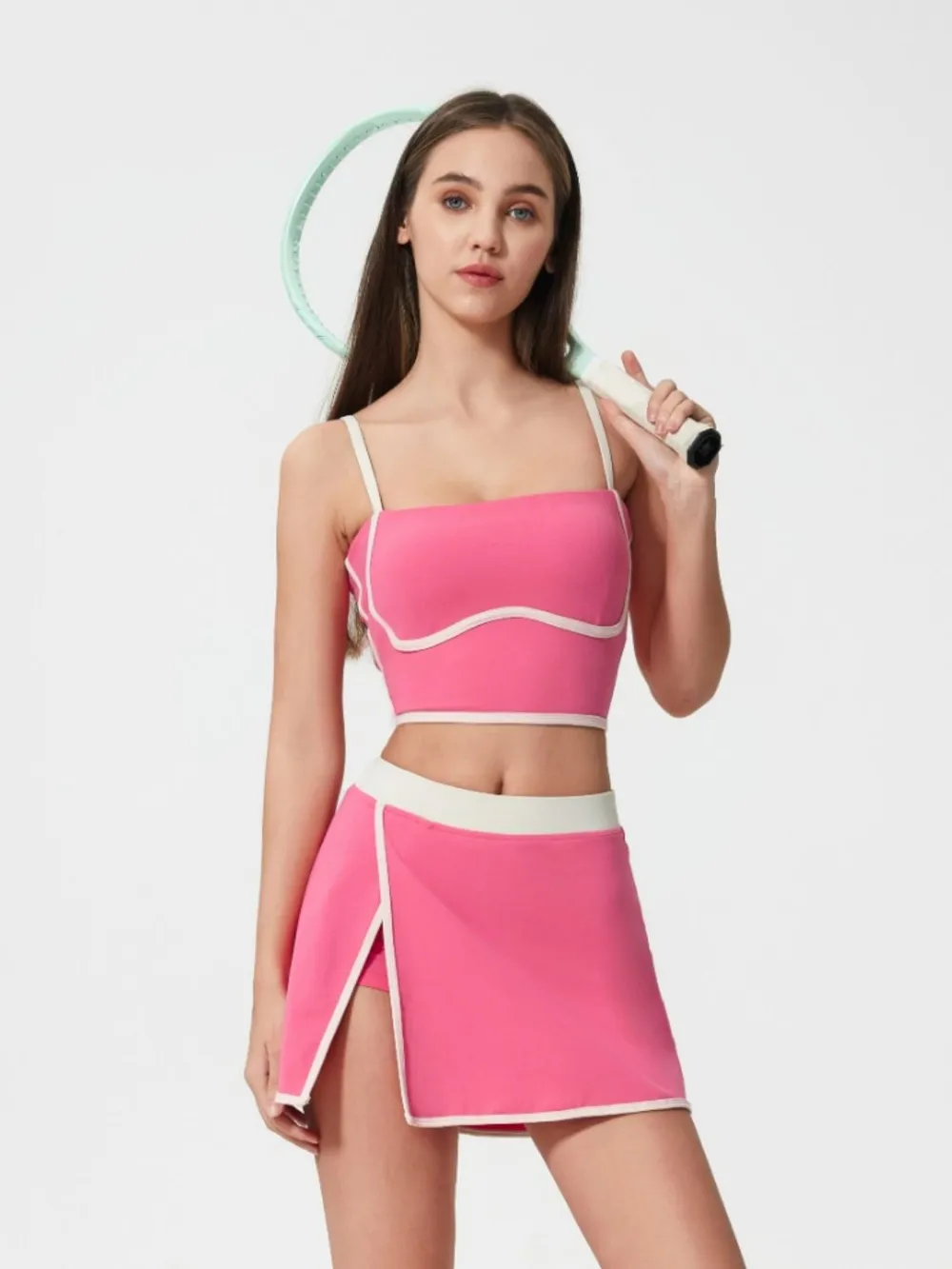 Contrast Trim Square Neck Active Cami with Detachable Chest Pads, image 14