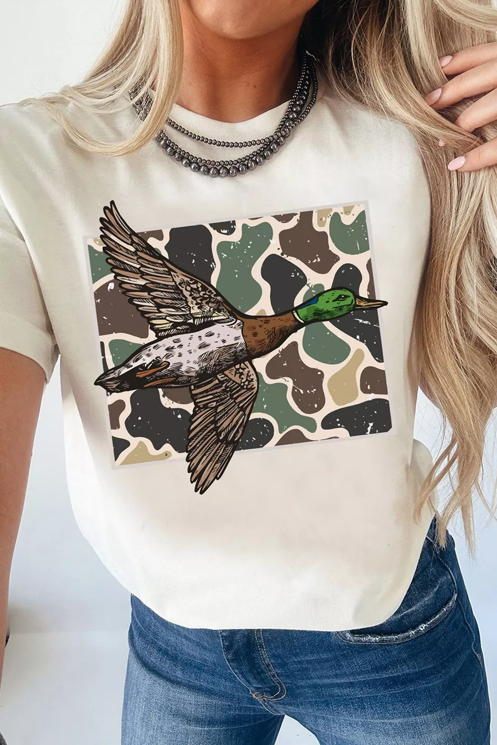 Western Camo Mallard Duck Graphic Casual Short Sleeve T-Shirt, image 3