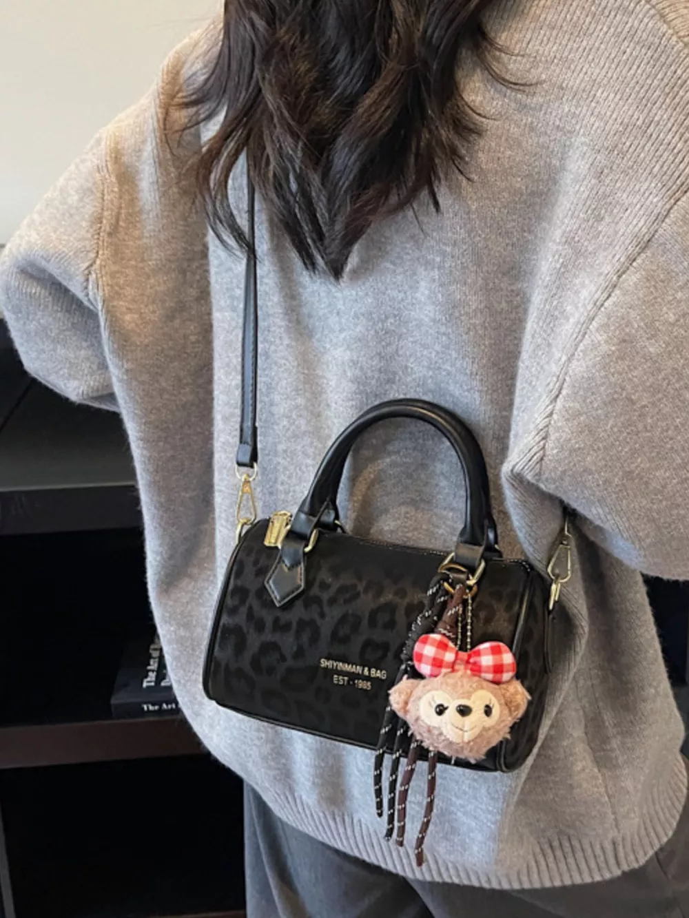 Leopard Print Barrel Crossbody Bag, image 5
