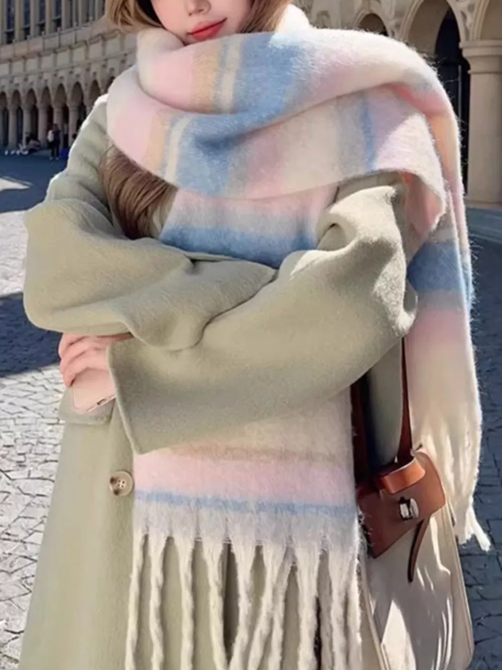Striped Fringe Scarf, image 3