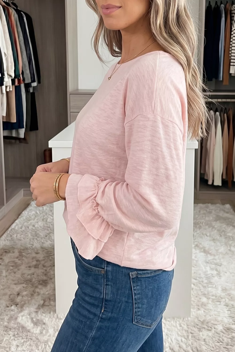 Long Sleeve Ruffle Cuff Casual Elegant Top, image 5
