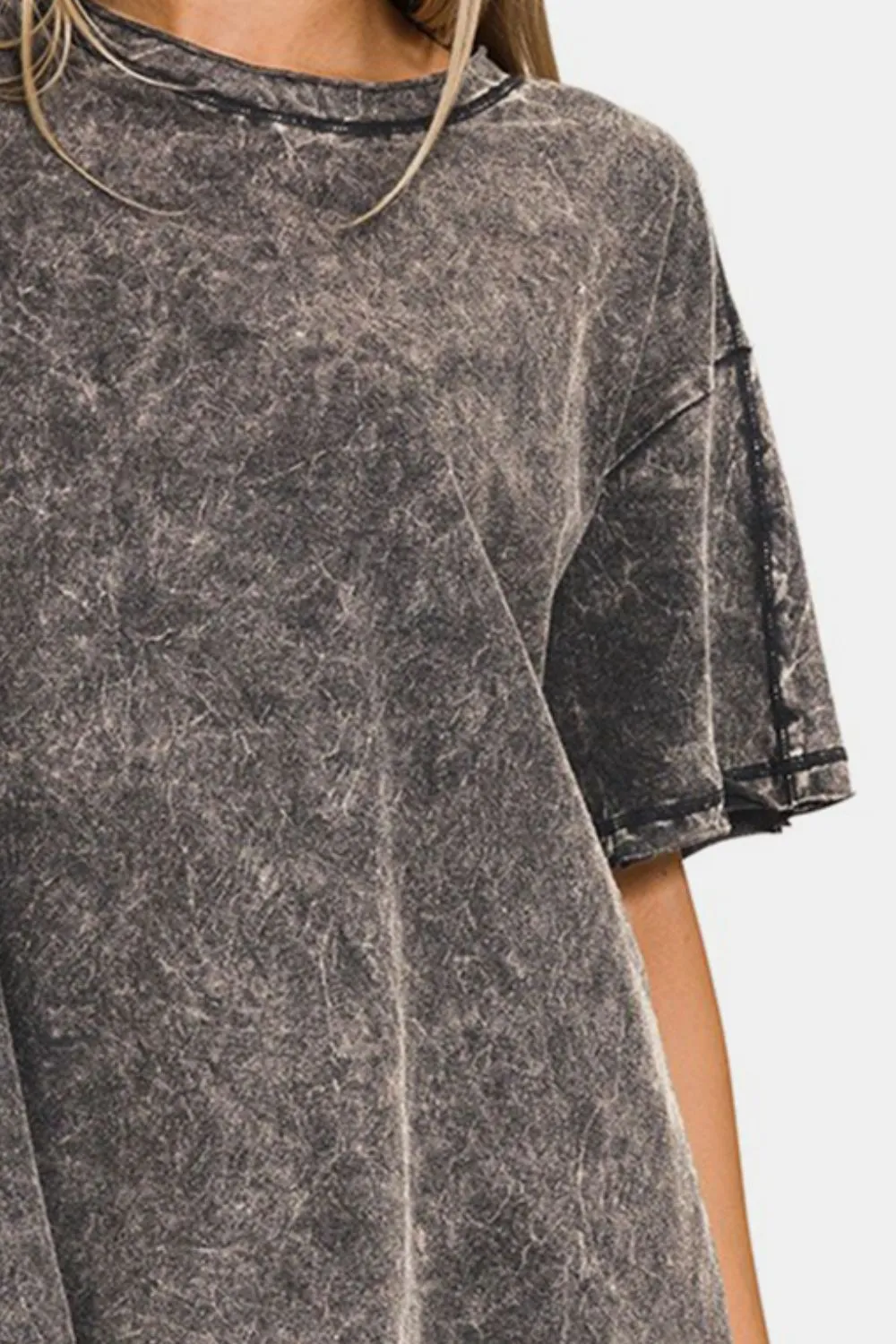 Round Neck Dropped Shoulder Blouse, image 3