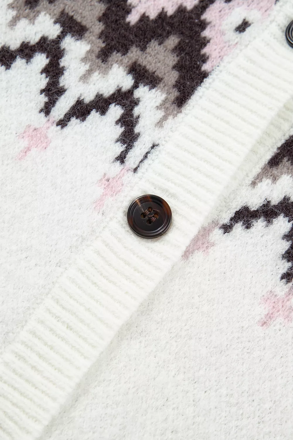 Geometric Pattern Brushed Knit Button Cardigan, image 11