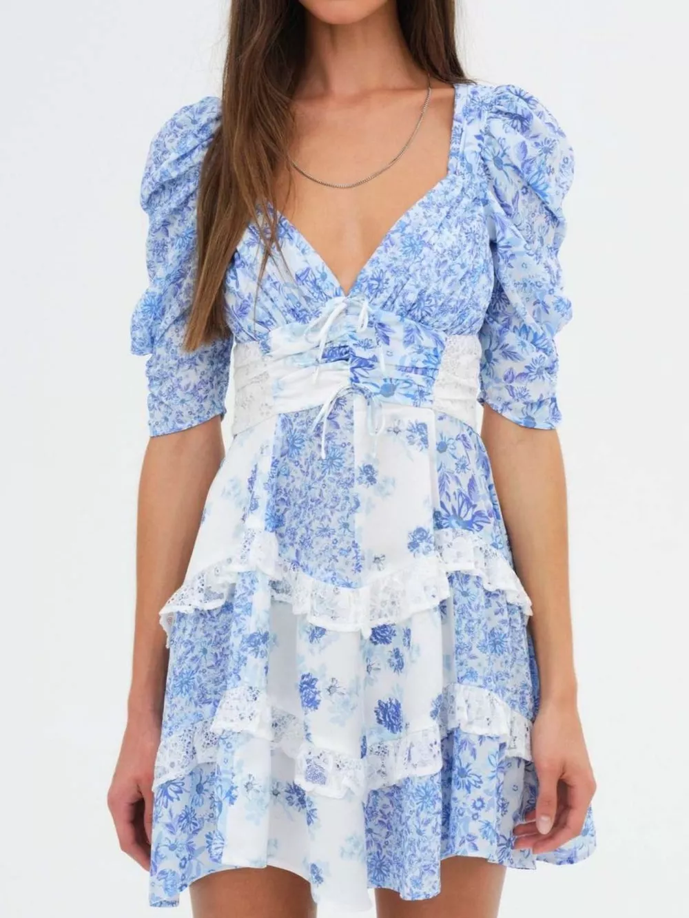 Ruffled Floral Print Half Sleeve Dress, image 11