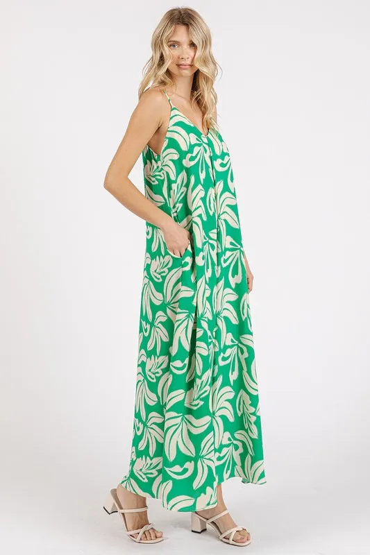 Printed V-Neck Maxi Cami Dress with Pockets, image 4