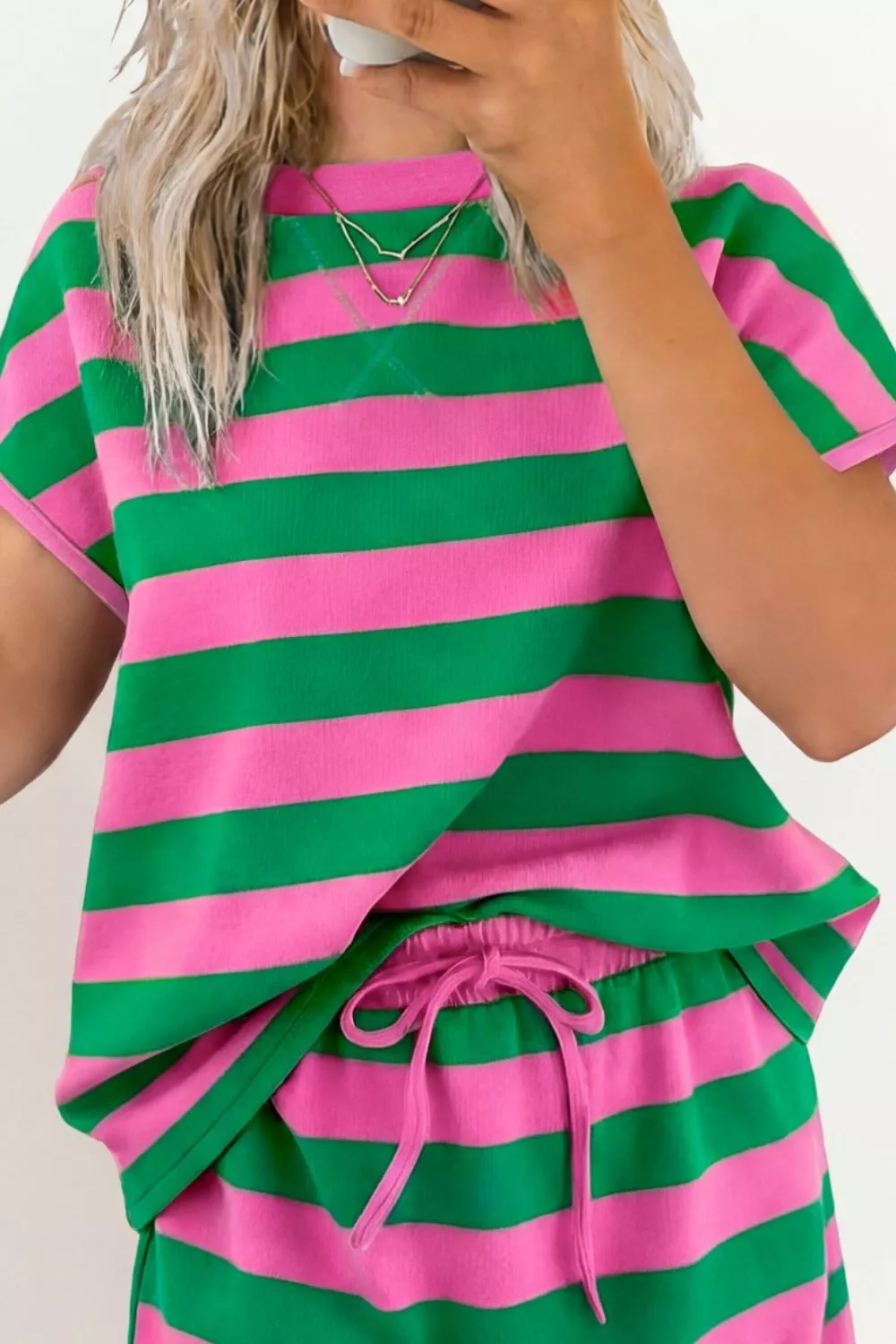 Striped Casual Tee and Skirt Two-Piece Set, image 2