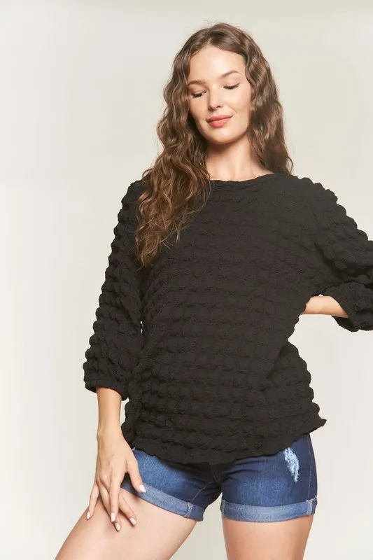 Bubble Texture Round Neck Blouse, image 4