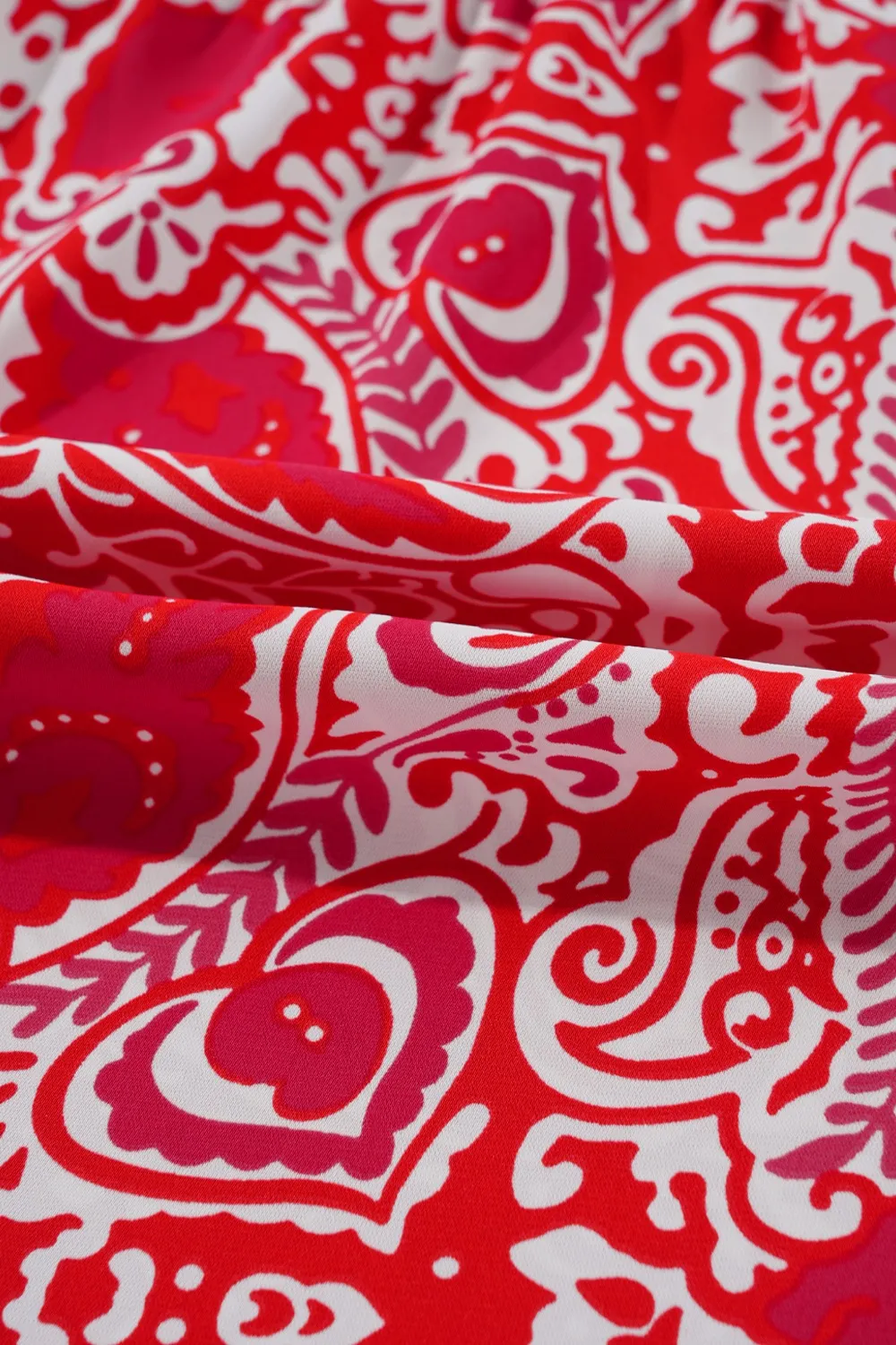 Paisley Print Side Slit Puff Sleeve High Waist Maxi Dress, image 8