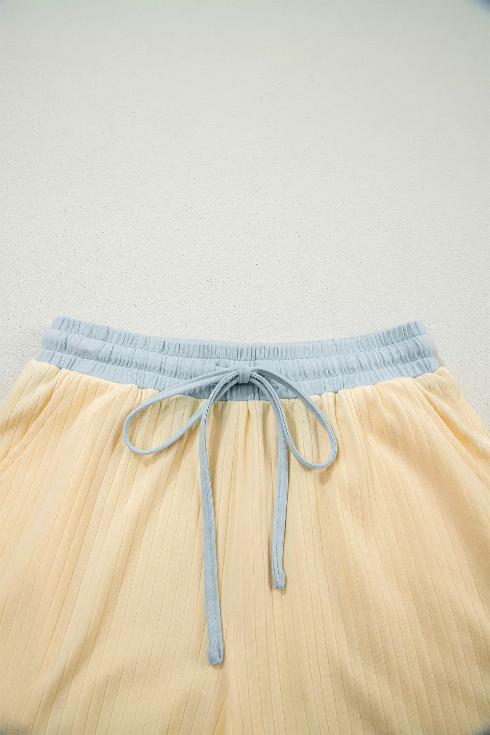 Soft Ribbed Color Block Trim Casual Short Set, image 12
