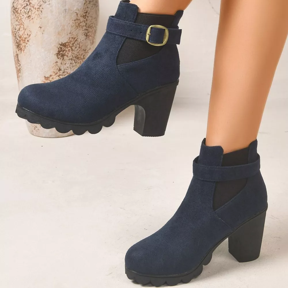 Round Toe Block Heels Boots, image 5