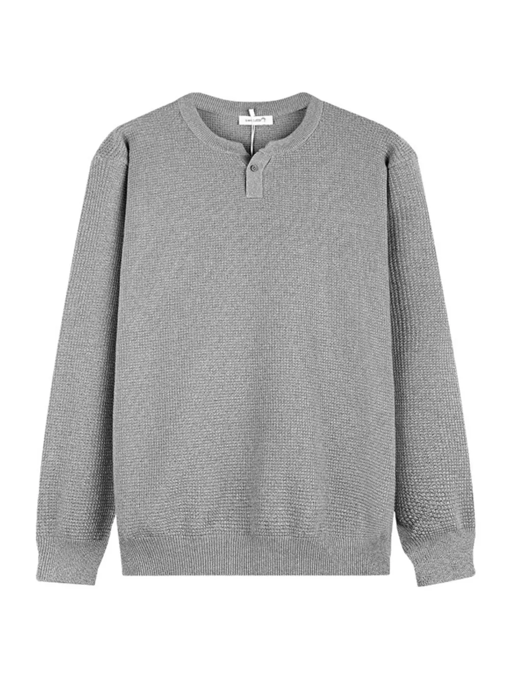 Men's Plus Size Button Detail Waffle Knit Top, image 4
