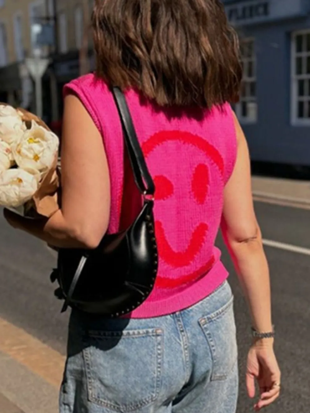 Smiley Round Neck Sweater Vest, image 17
