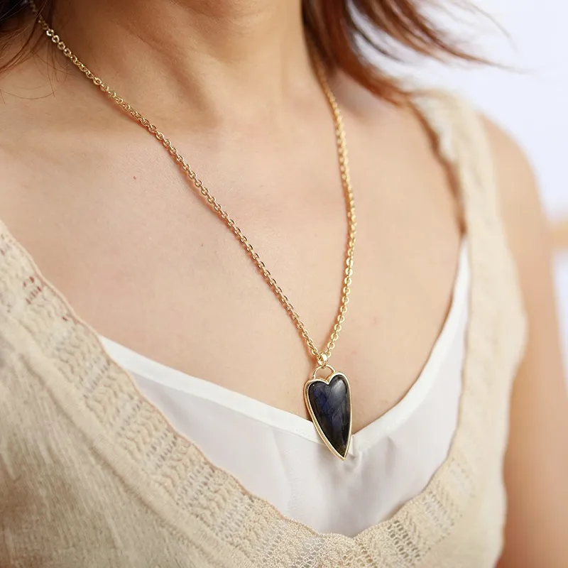 Copper Labradorite Heart Shape Necklace, image 4