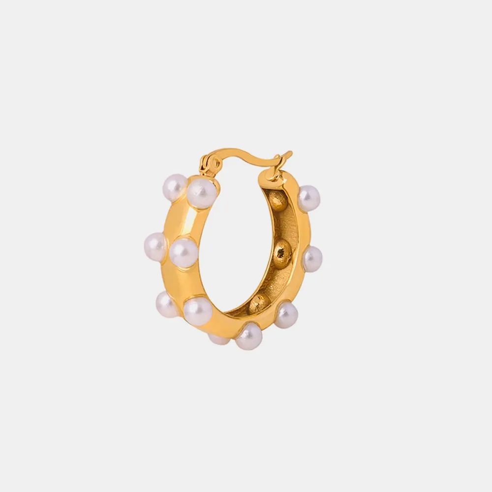 Synthetic Pearl 18K Gold-Plated Earrings, image 5