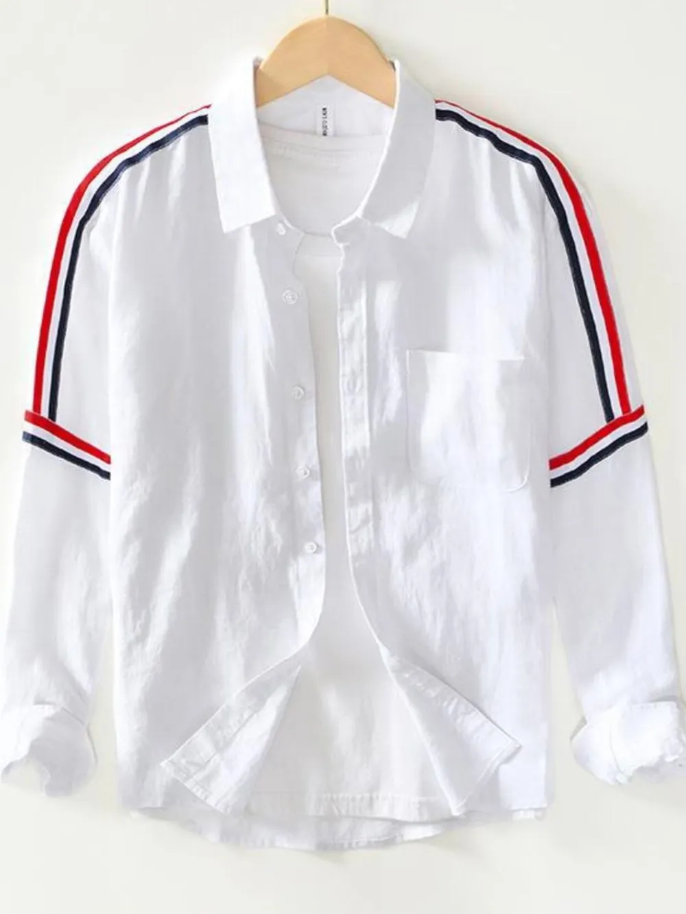 Men's Plus Size Button Up Striped Long Sleeve Shirt, image 3
