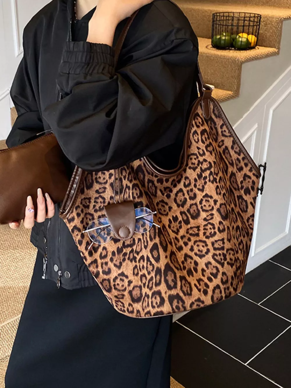 Leopard Print Large Tote Bag, image 10